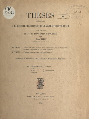 cover image of Étude et réalisation d'un oscillographe cathodique à quatre faisceaux et à haute tension